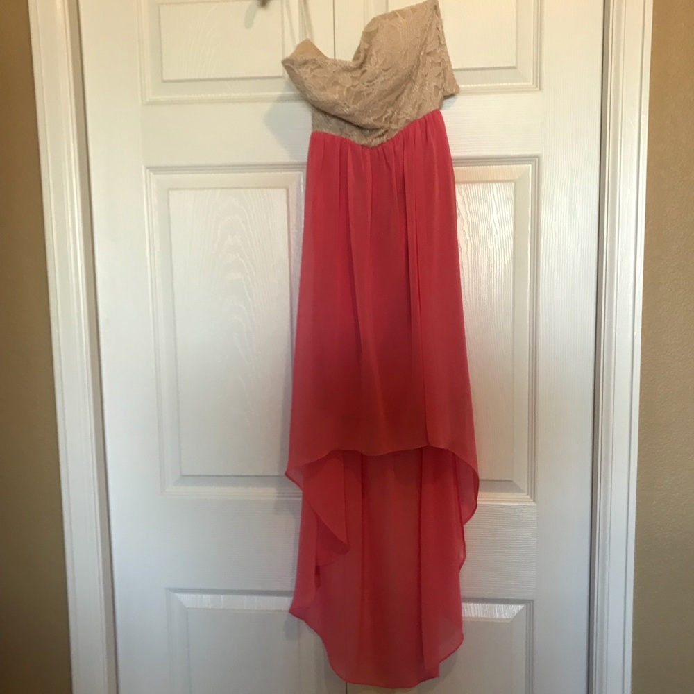 High/Low Strapless Prom Dress